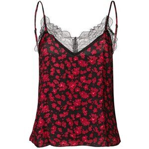 NWT!! Love Stories Camelia Spaghetti Strap Lace-Trim Cami Tank, M, Bordeaux